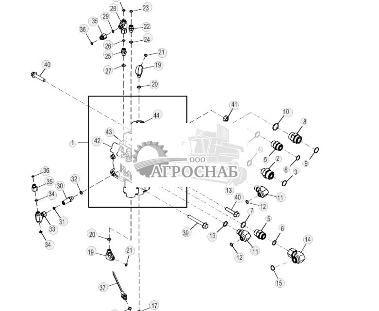 Компоненты встроенного гидрораспределителя управления уклоном (четырехфункциональный) - ST26469 349.jpg